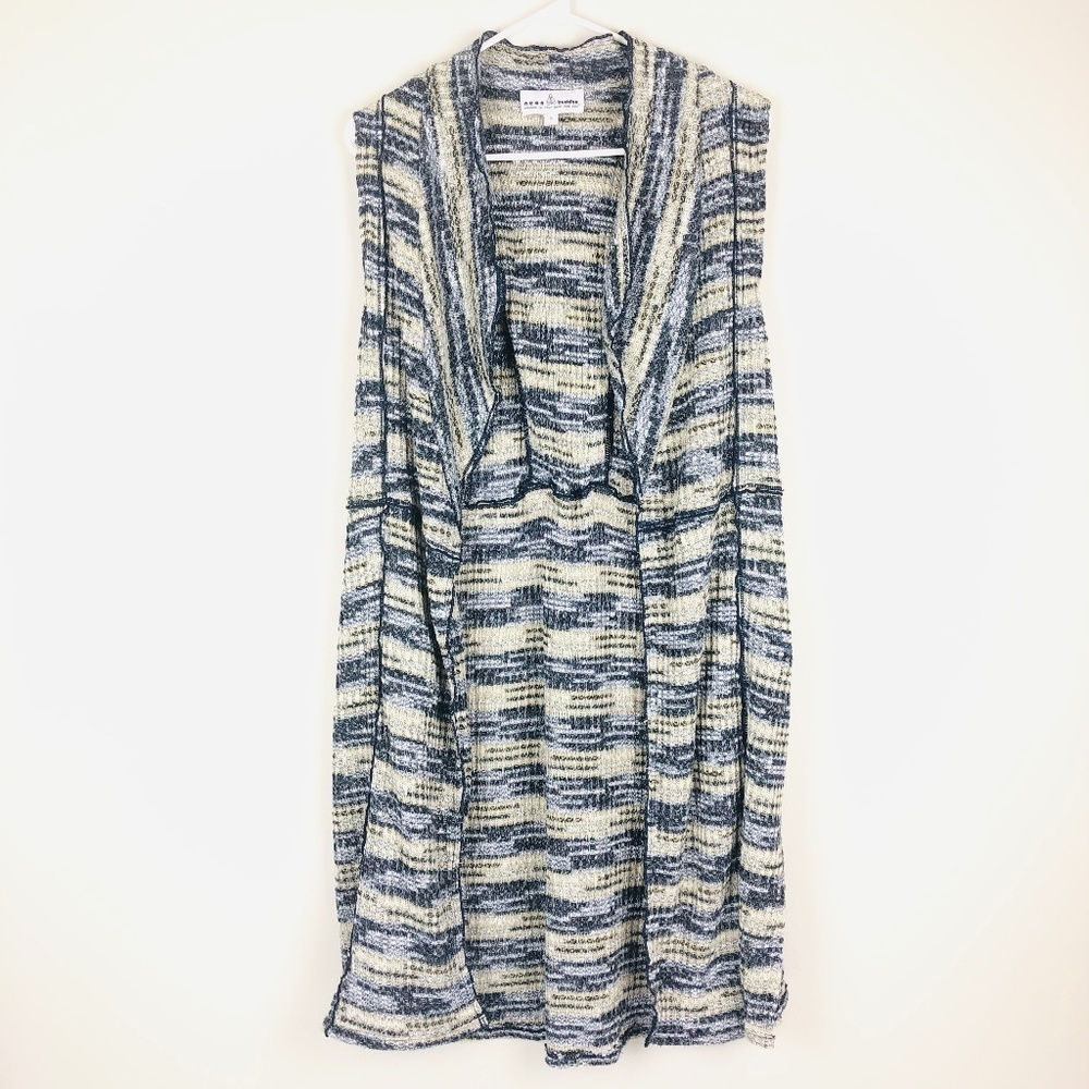 Neon Buddha Like New Boho Lagenlook Open Front Long Line Sweater Cardigan Vest S